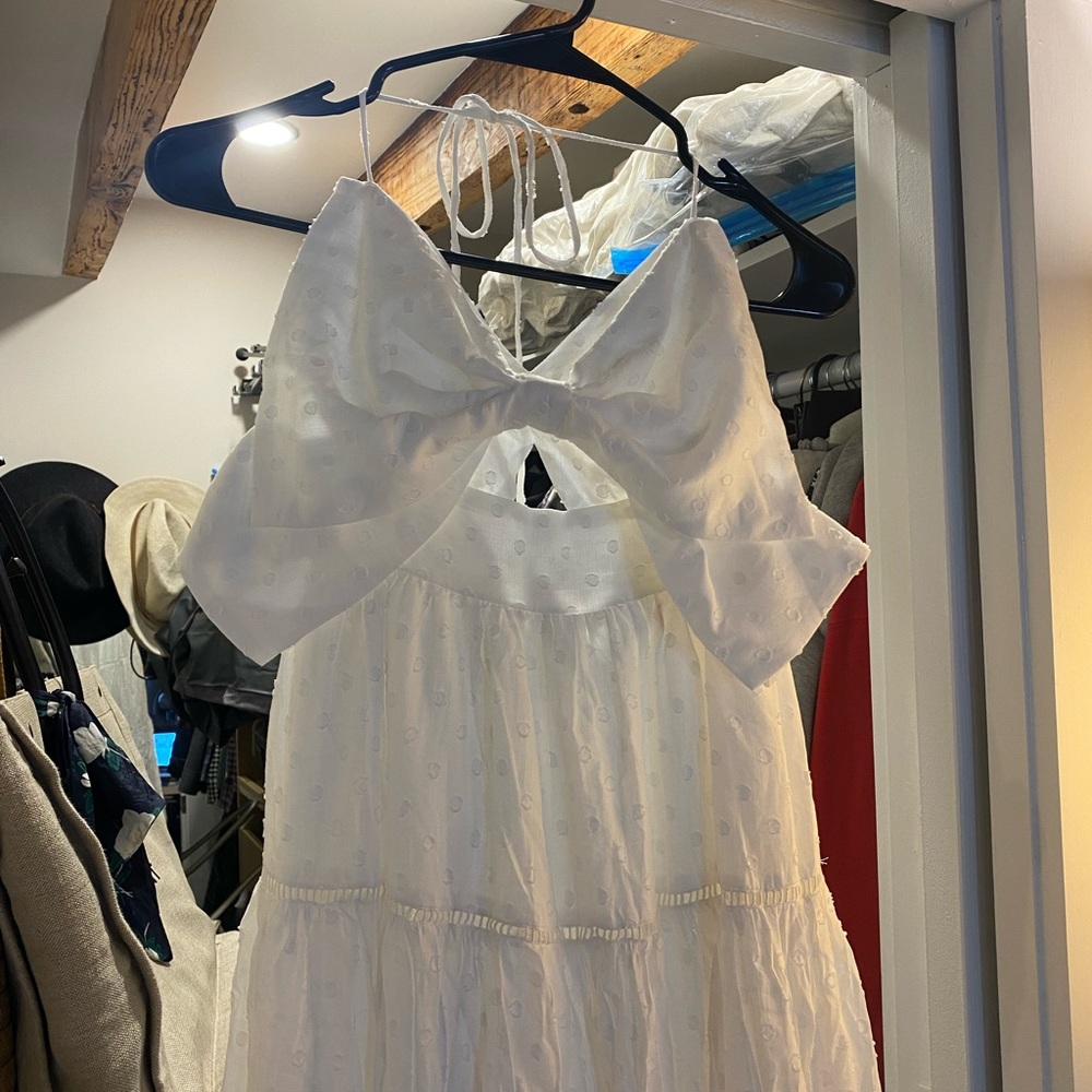 Vici Frederica Cotton Tiered Midi Dress - White - Small - NWT - Picture 5 of 8